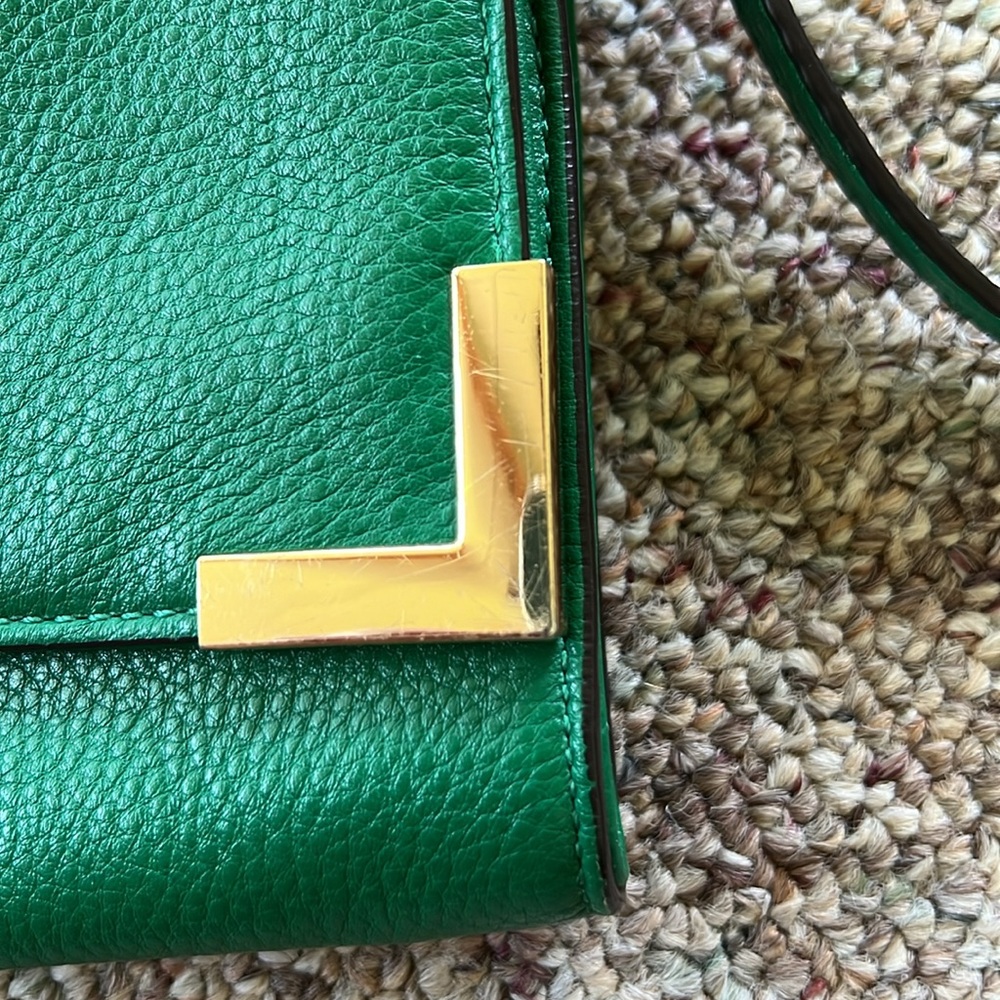 Michael Kors Green Leather Shoulder Bag Clutch Purse - Picture 9 of 11